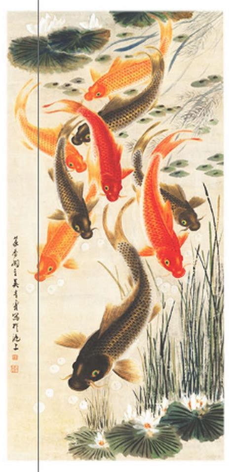 聚財圖|九魚獻瑞，和氣聚財！這幅《九魚聚財圖》，掛在家中。